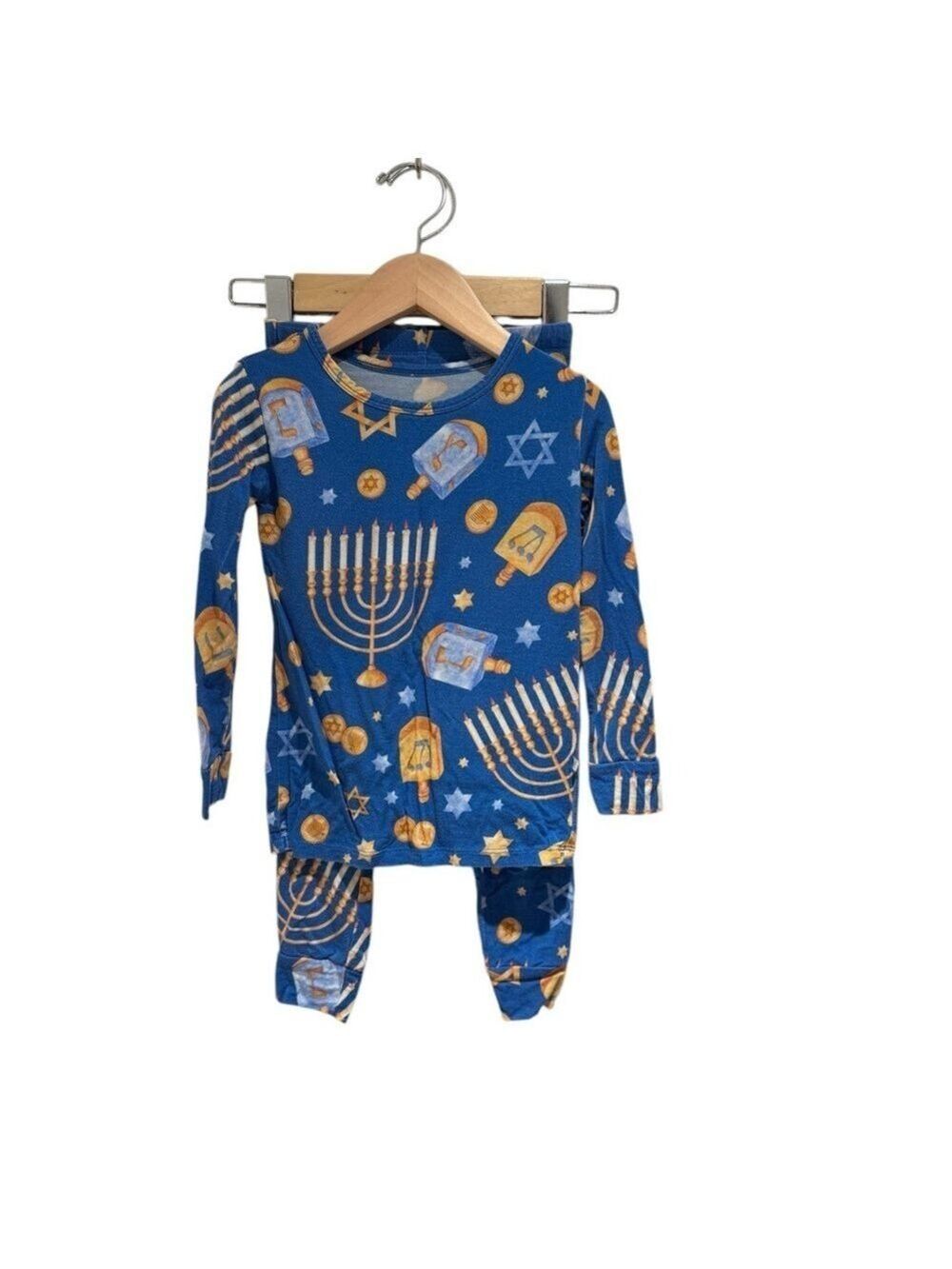 HANLYN COLLECTIVE Blue Hanukkah Kids Pajamas - size 2 (generous)